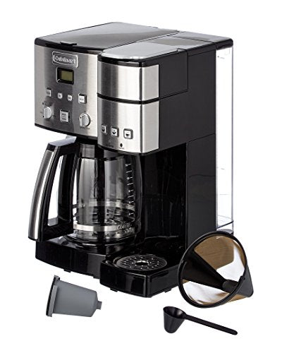 Cuisinart Single Serve + 12 Cup Coffee Maker, Offers 3-Sizes: 6-Ounces, 8-Ounces and 10-Ounces, Stainless Steel, SS-15P1